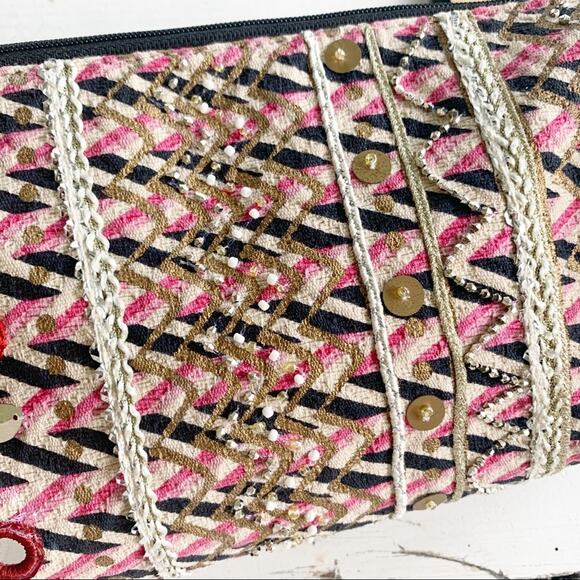 Boho Embellished Clutch With Tassel - Picture 5 of 9